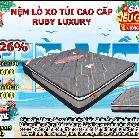 NỆM LÒ XO TÚI RUBY 3 VIỀN