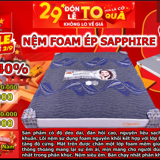 Nệm Foam Ép Cao Cấp Sapphire