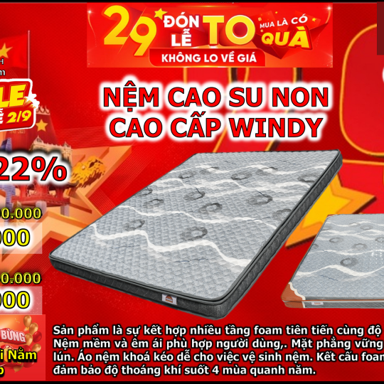 Nệm cao su non cao cấp windy