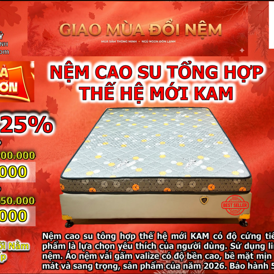 nệm cao su tổng hợp thế hệ mới kam